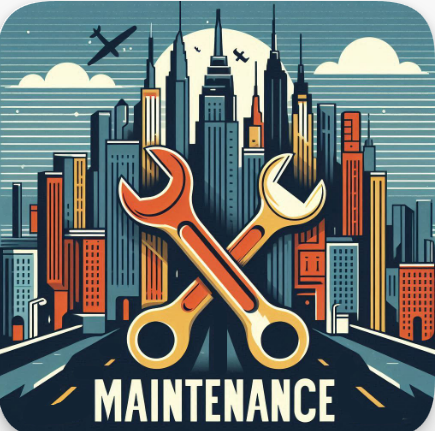maintenance illustration with city skyline
